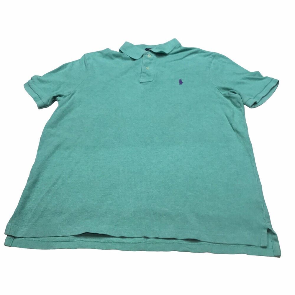 Polo Ralph Lauren Clasic fit mens Large short sleeve shirt Green Purple pony - Picture 5 of 7